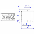 Distribuční box přímý s izolací 8x90/125